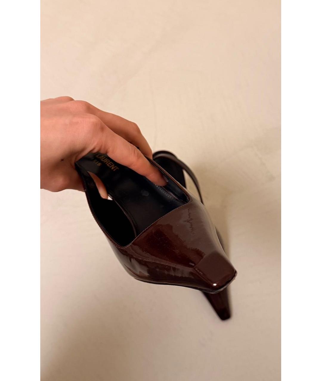 SAINT LAURENT Бордовые туфли из лакированной кожи, фото 5