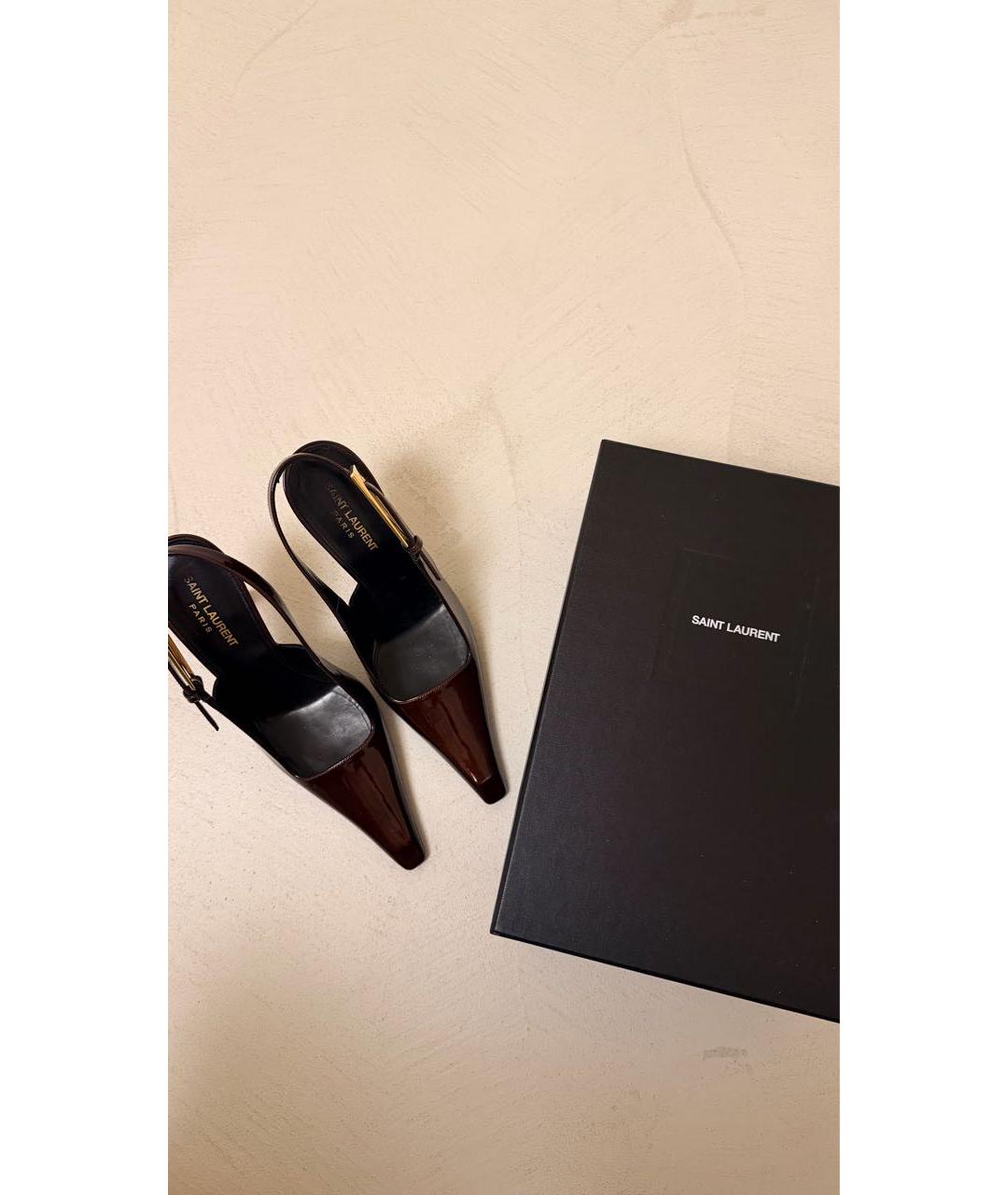 SAINT LAURENT Бордовые туфли из лакированной кожи, фото 2