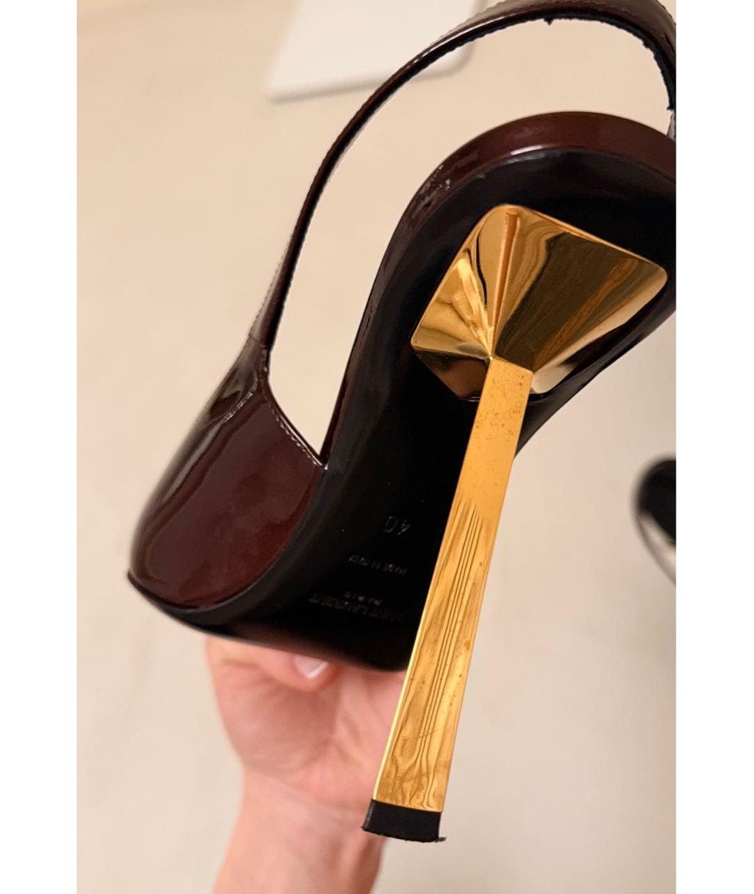 SAINT LAURENT Бордовые туфли из лакированной кожи, фото 6