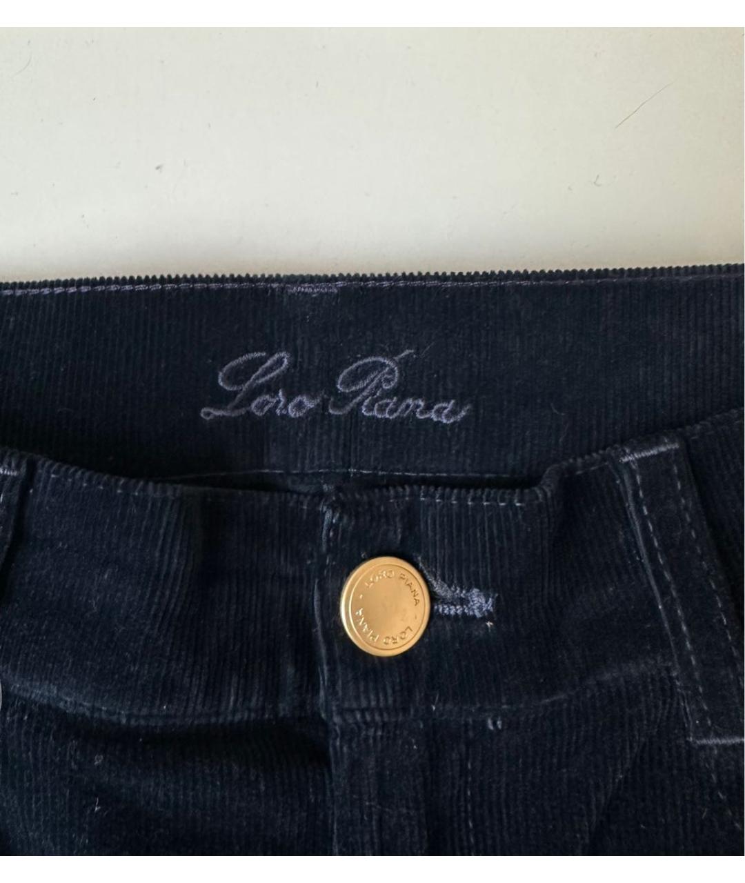 LORO PIANA Темно-синие хлопко-эластановые прямые брюки, фото 5