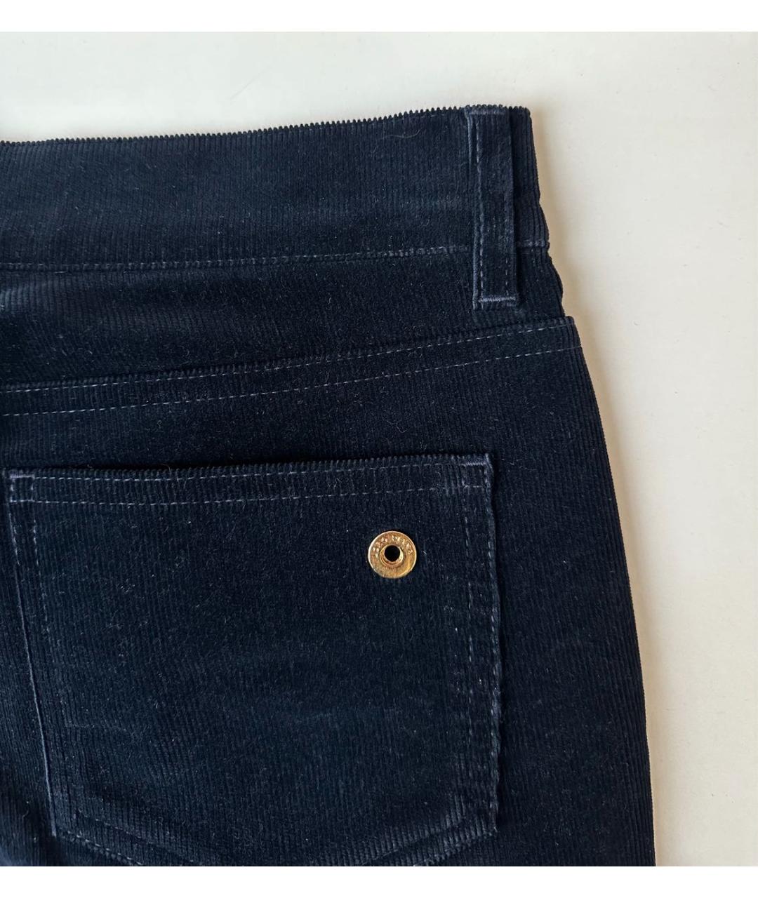 LORO PIANA Темно-синие хлопко-эластановые прямые брюки, фото 6