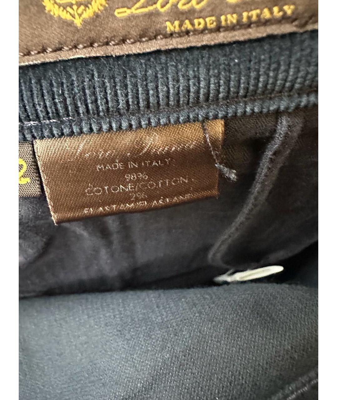 LORO PIANA Темно-синие хлопко-эластановые прямые брюки, фото 8