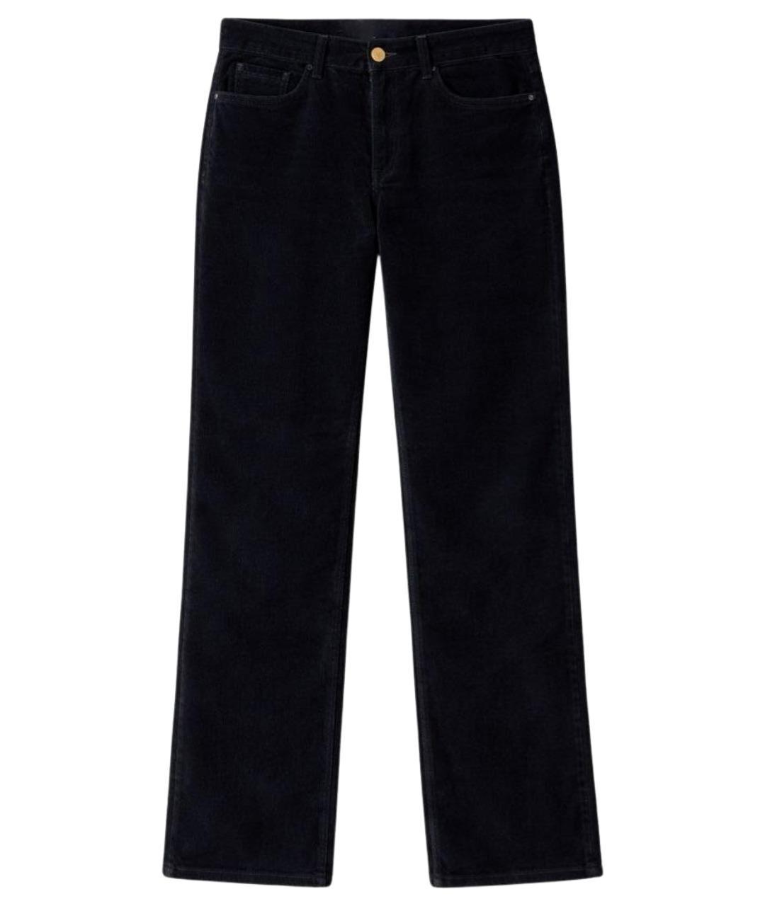 LORO PIANA Темно-синие хлопко-эластановые прямые брюки, фото 1