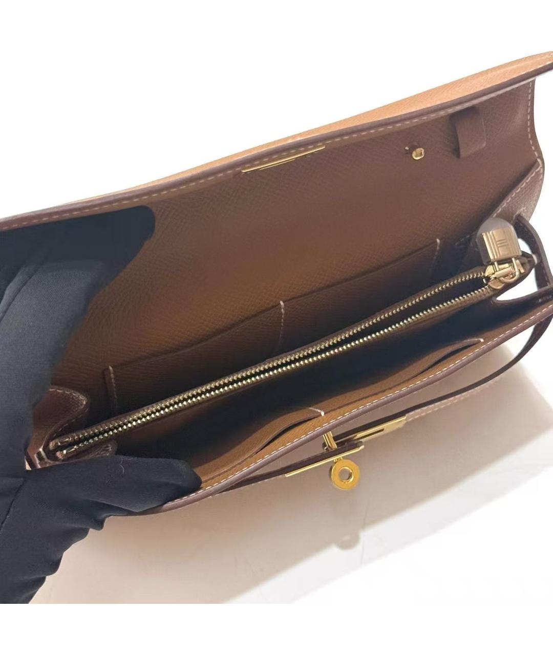 HERMES Коричневая кожаная сумка через плечо, фото 6
