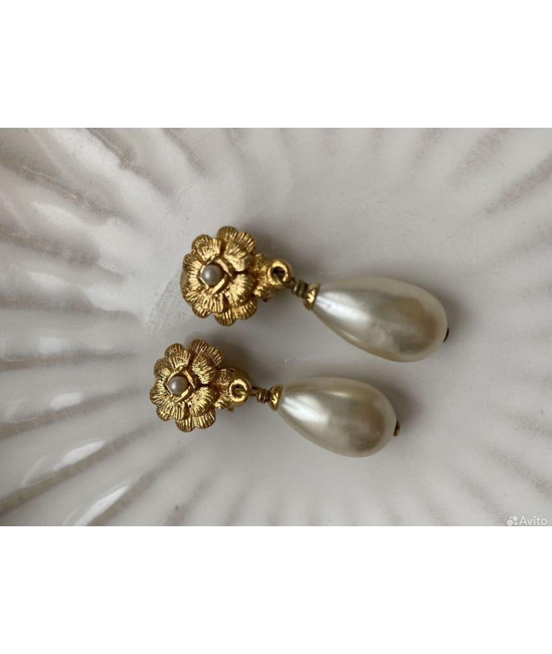 CHANEL Золотые металлические клипсы, фото 3