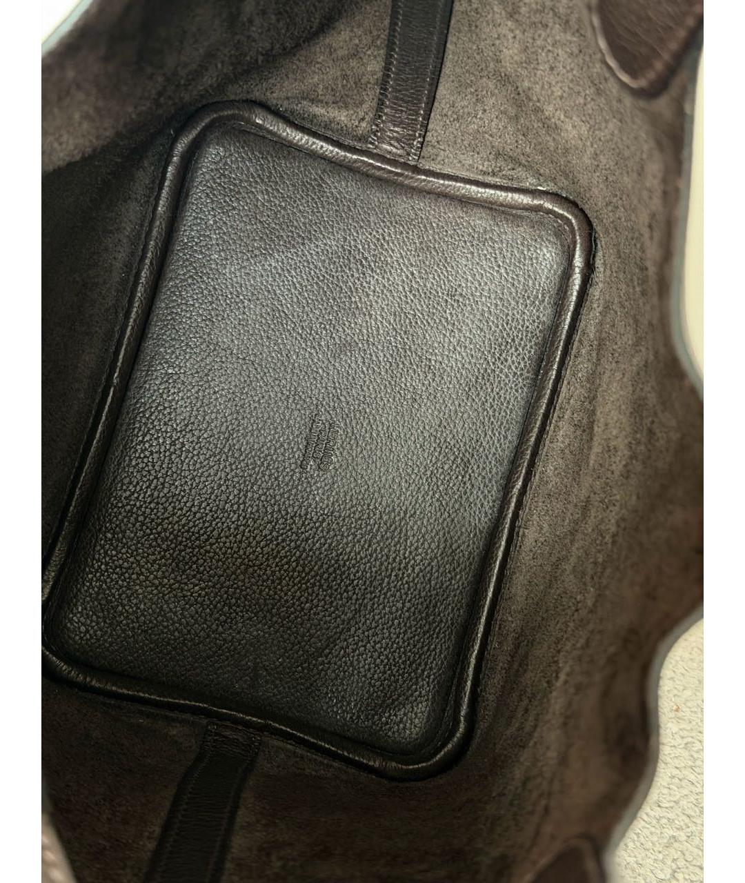 HERMES Коричневая кожаная сумка с короткими ручками, фото 5