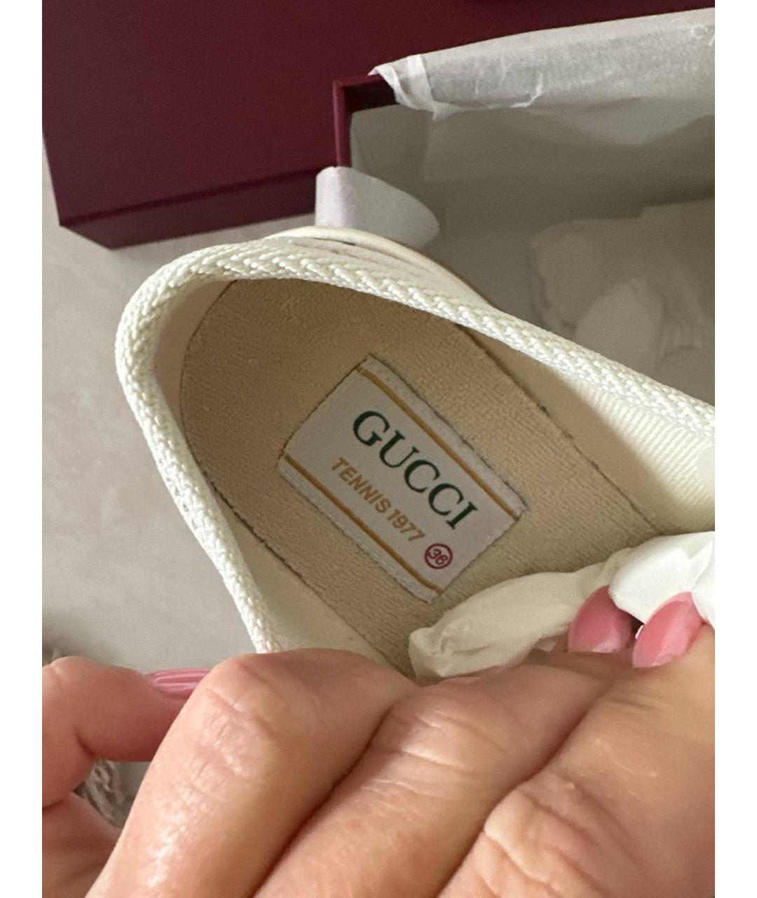 GUCCI Бежевые текстильные кеды, фото 5