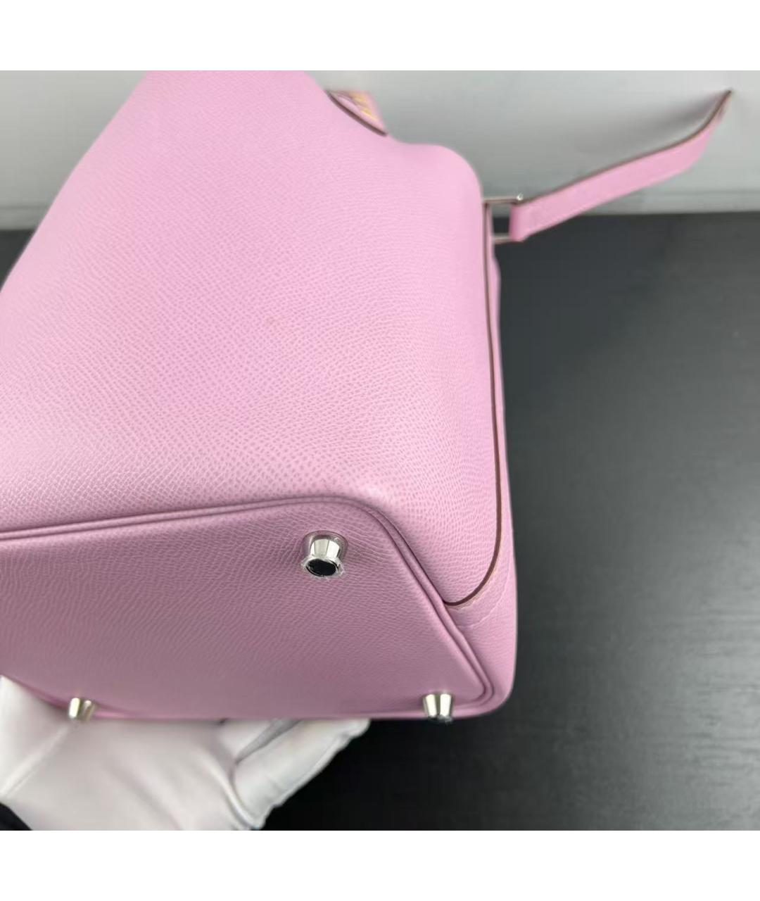 HERMES Розовая кожаная сумка с короткими ручками, фото 4
