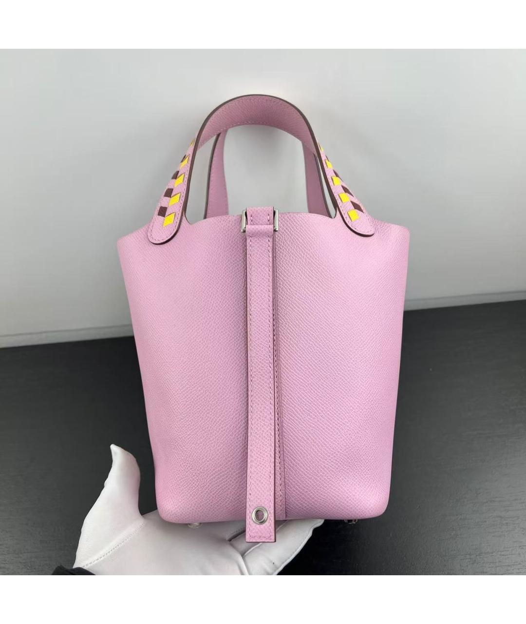 HERMES Розовая кожаная сумка с короткими ручками, фото 6