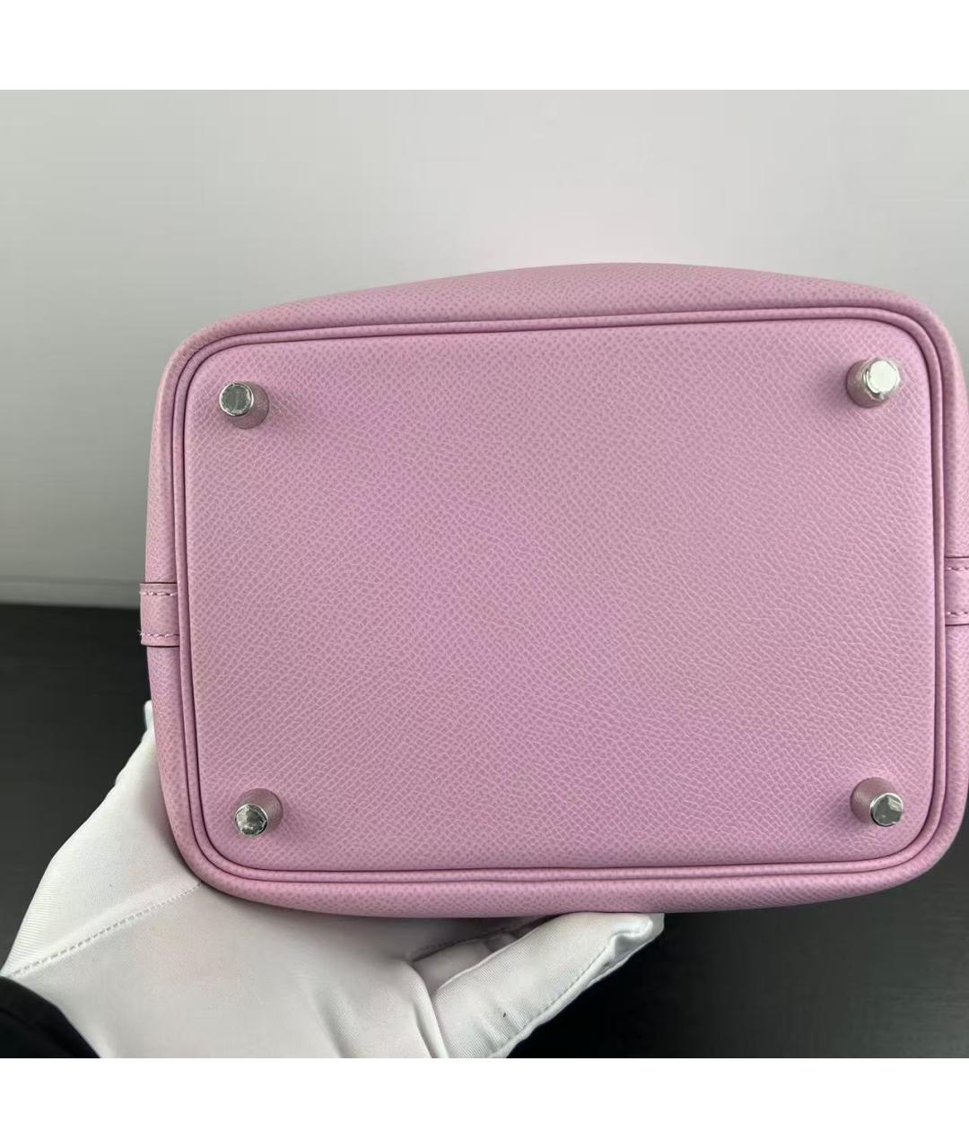 HERMES Розовая кожаная сумка с короткими ручками, фото 3