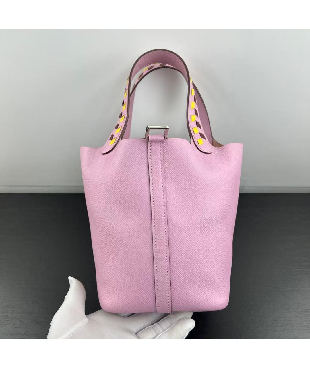 HERMES Розовая кожаная сумка с короткими ручками, фото 2