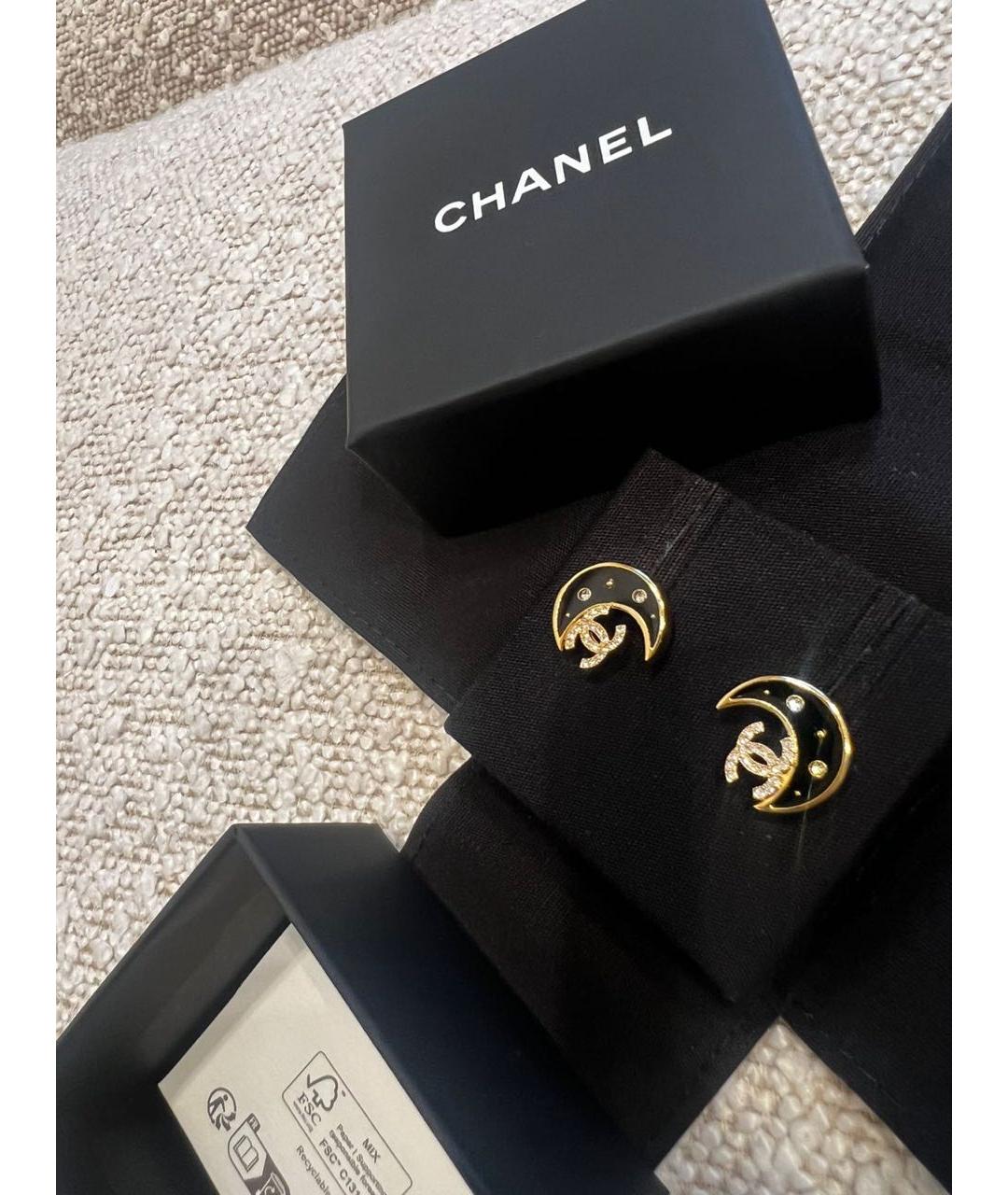 CHANEL Черные металлические серьги, фото 3