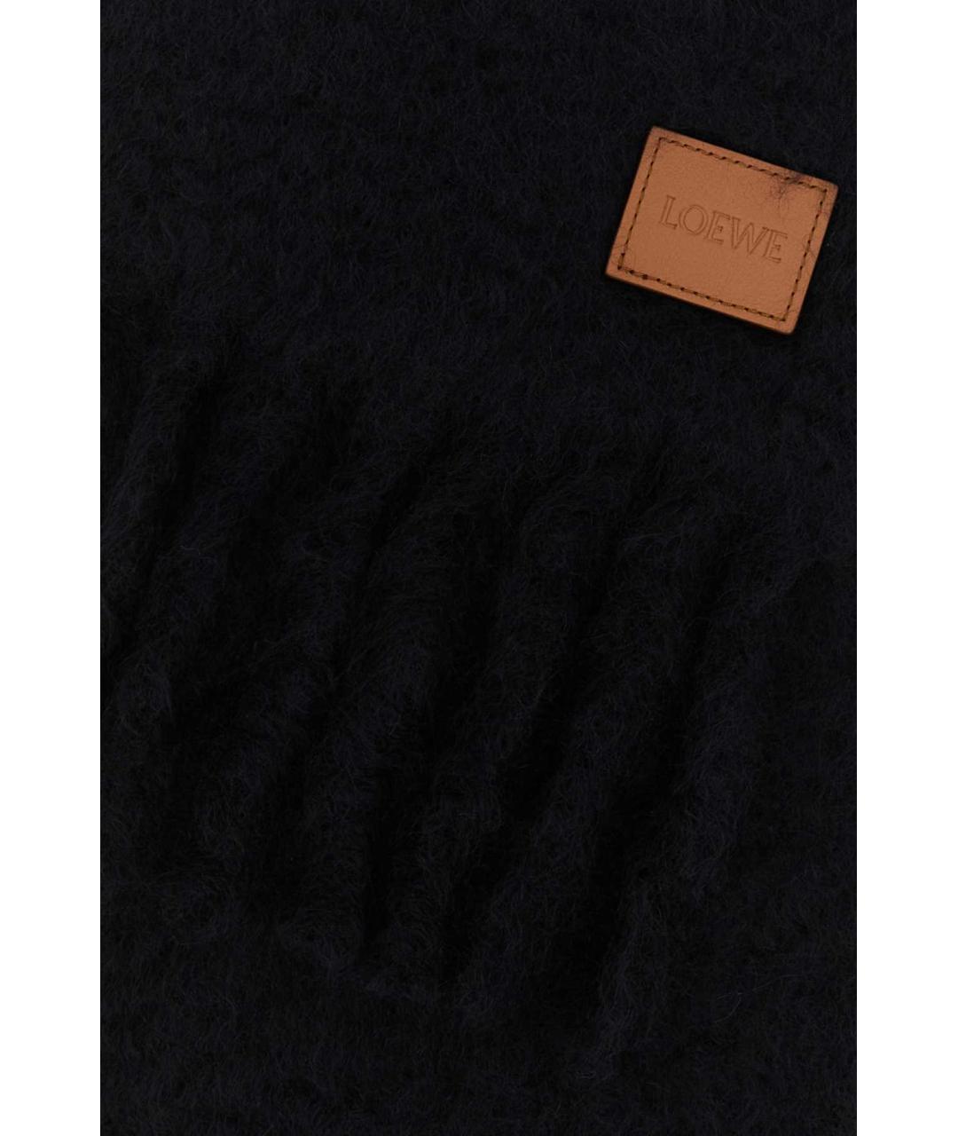 LOEWE Черный шерстяной шарф, фото 2