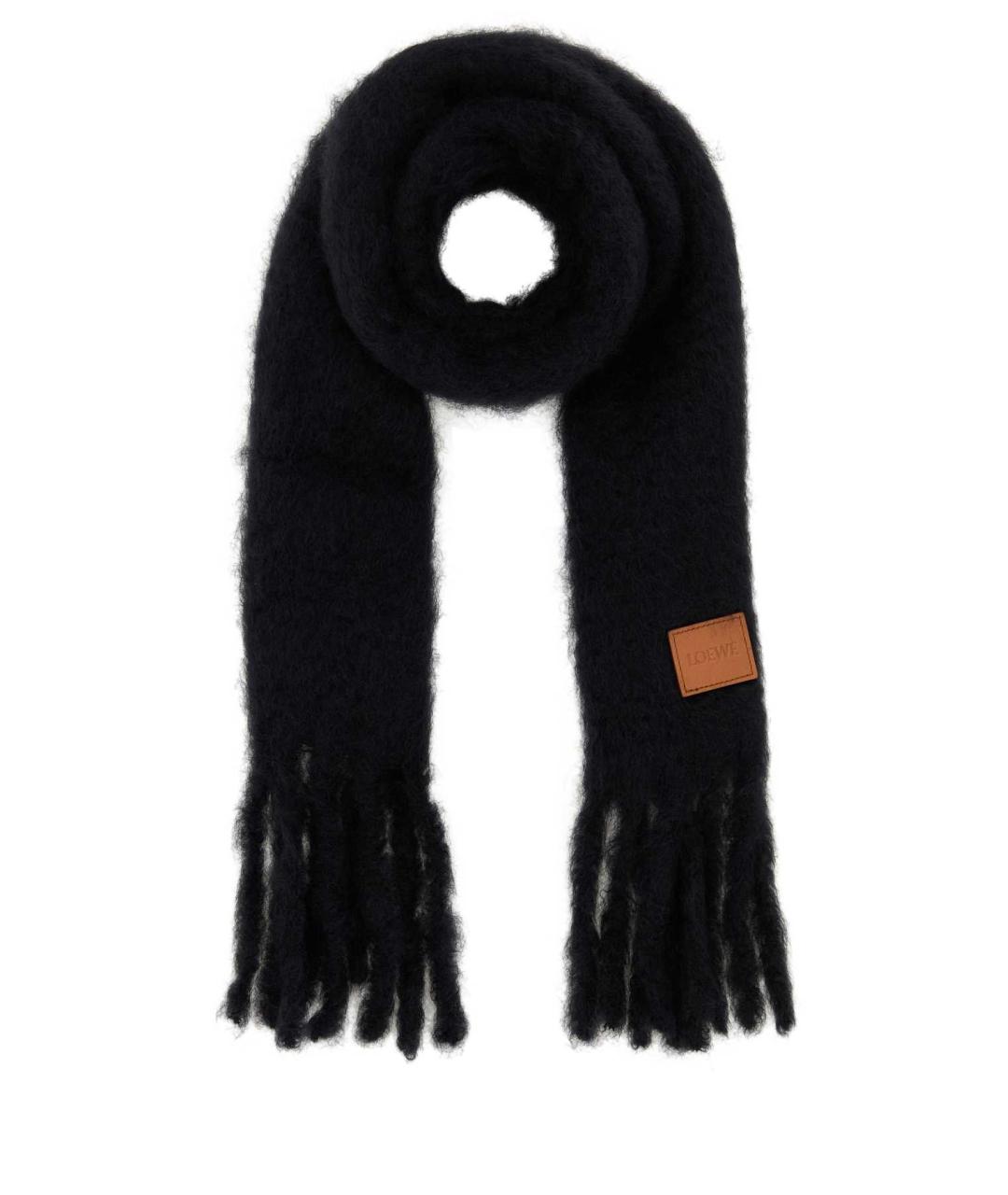 LOEWE Черный шерстяной шарф, фото 1