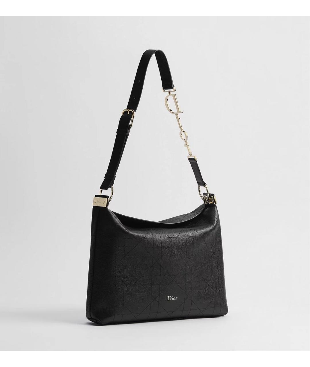 CHRISTIAN DIOR Черная кожаная сумка с короткими ручками, фото 2