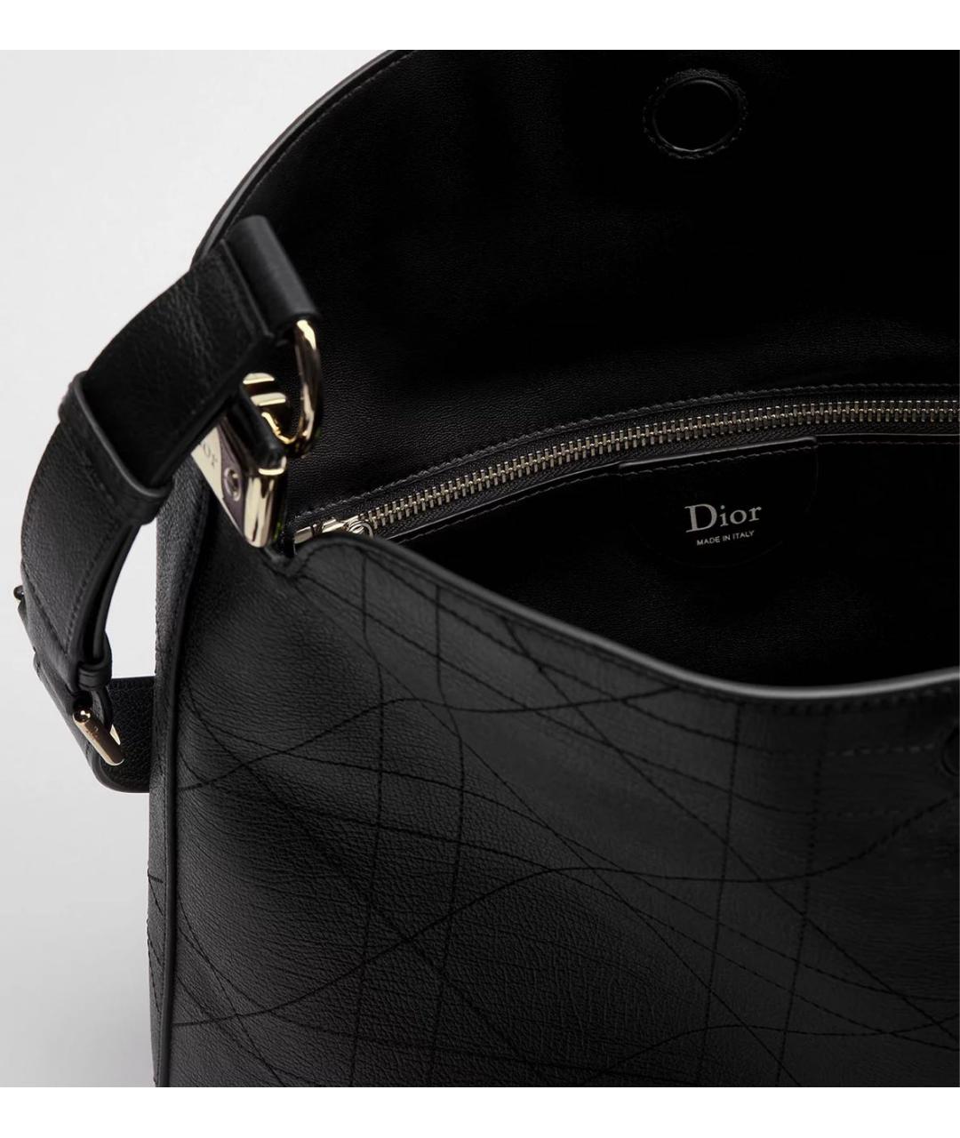 CHRISTIAN DIOR Черная кожаная сумка с короткими ручками, фото 3
