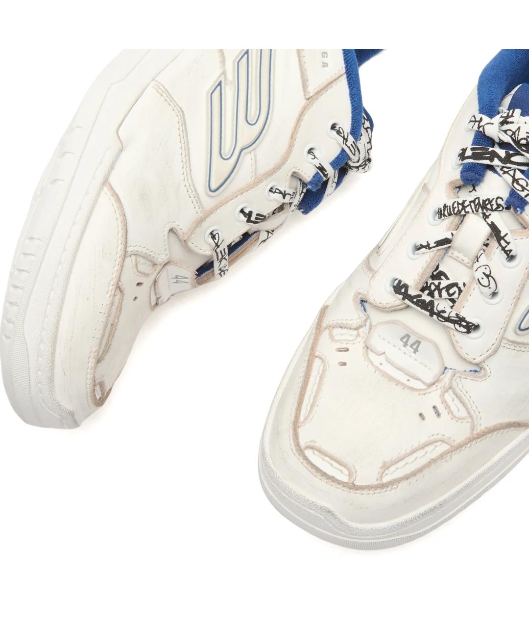 BALENCIAGA Белые кожаные низкие кроссовки / кеды, фото 6