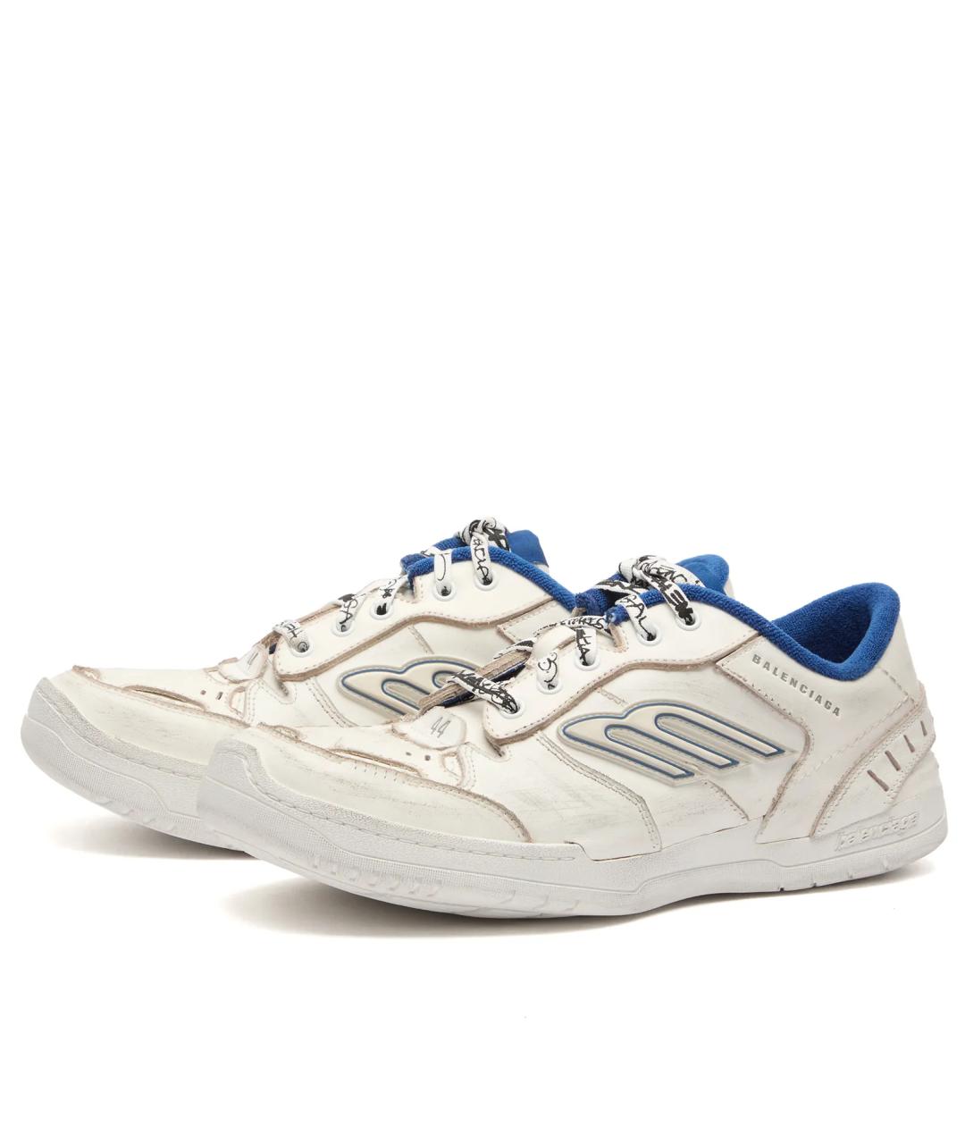 BALENCIAGA Белые кожаные низкие кроссовки / кеды, фото 4