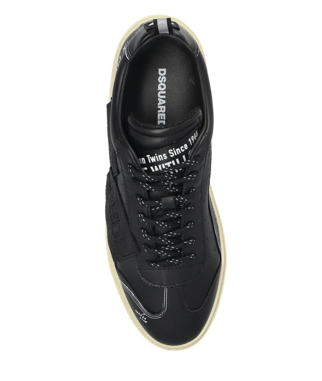 DSQUARED2 Черные кожаные низкие кроссовки / кеды, фото 4