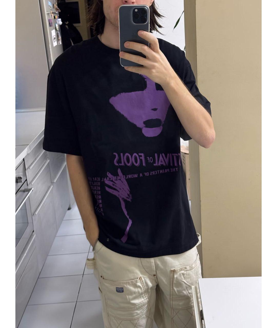 RAF SIMONS Черная хлопковая футболка, фото 5