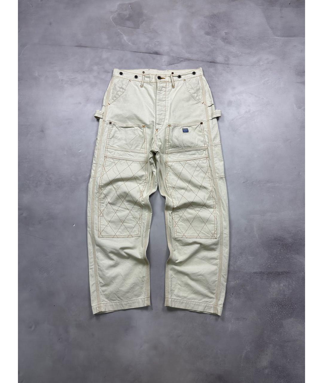 Kapital Белые хлопковые прямые джинсы, фото 9