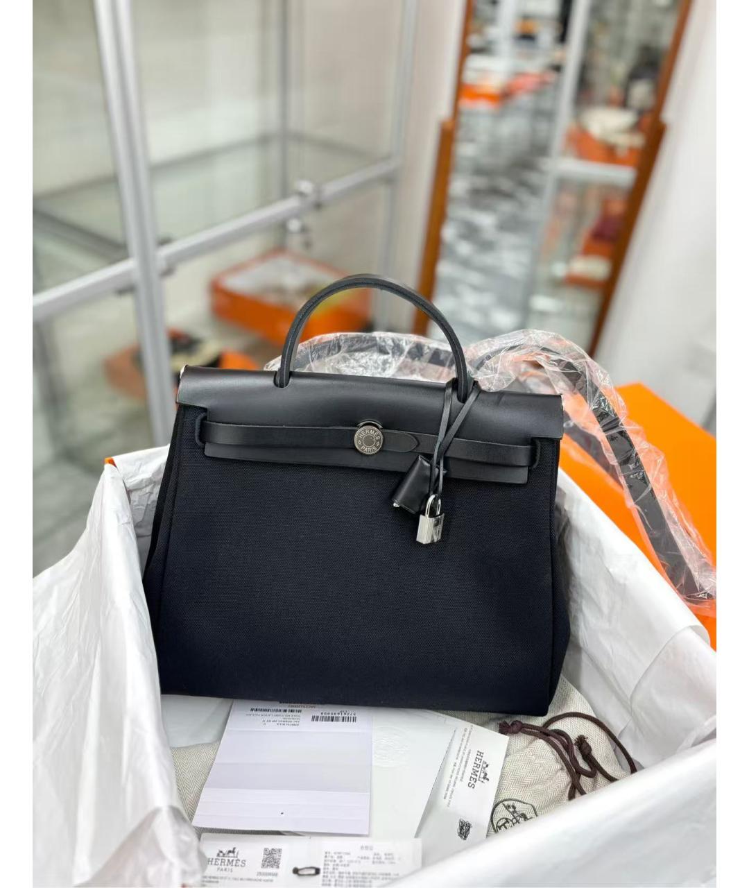 HERMES Черная тканевая сумка через плечо, фото 7