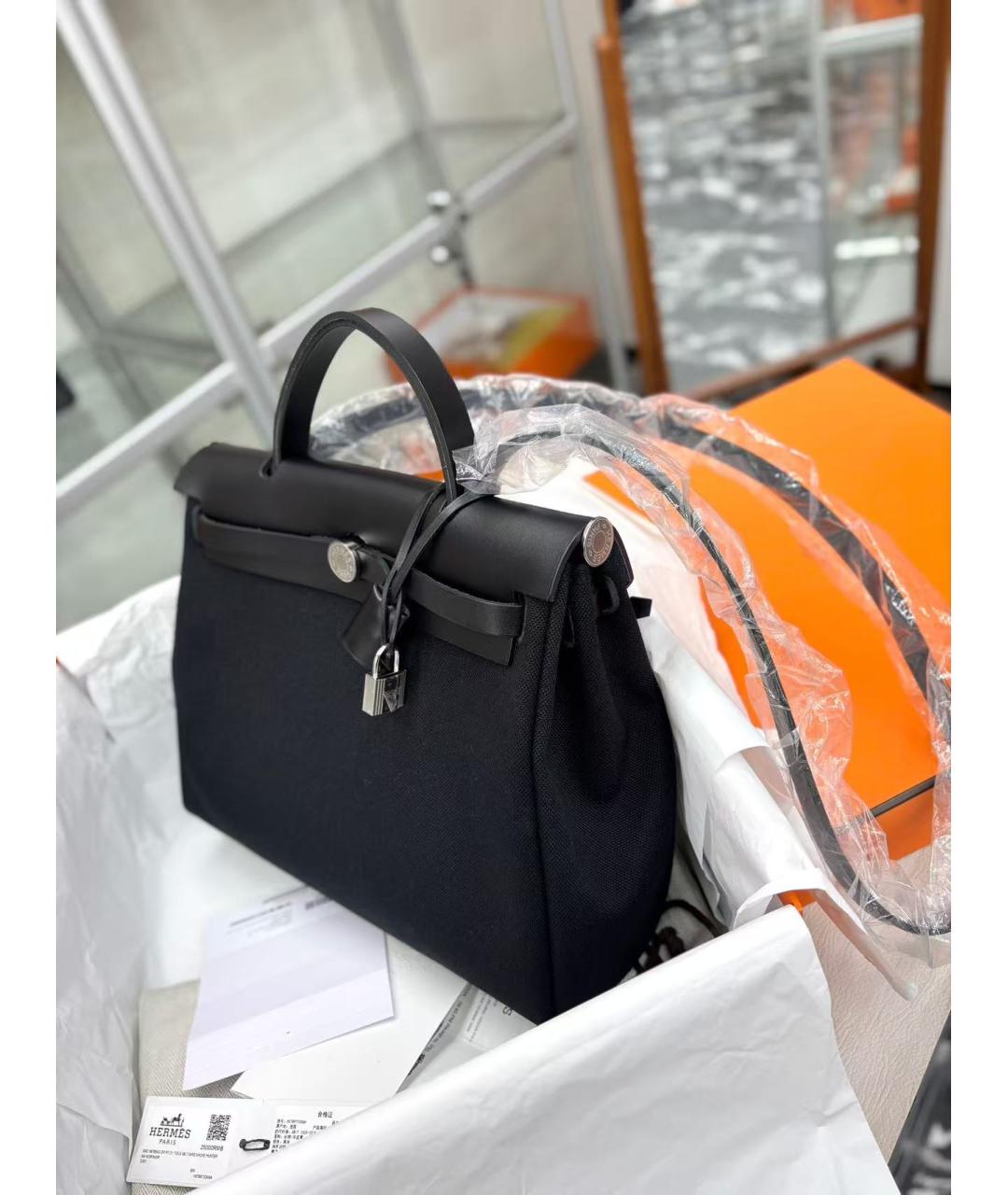 HERMES Черная тканевая сумка через плечо, фото 3