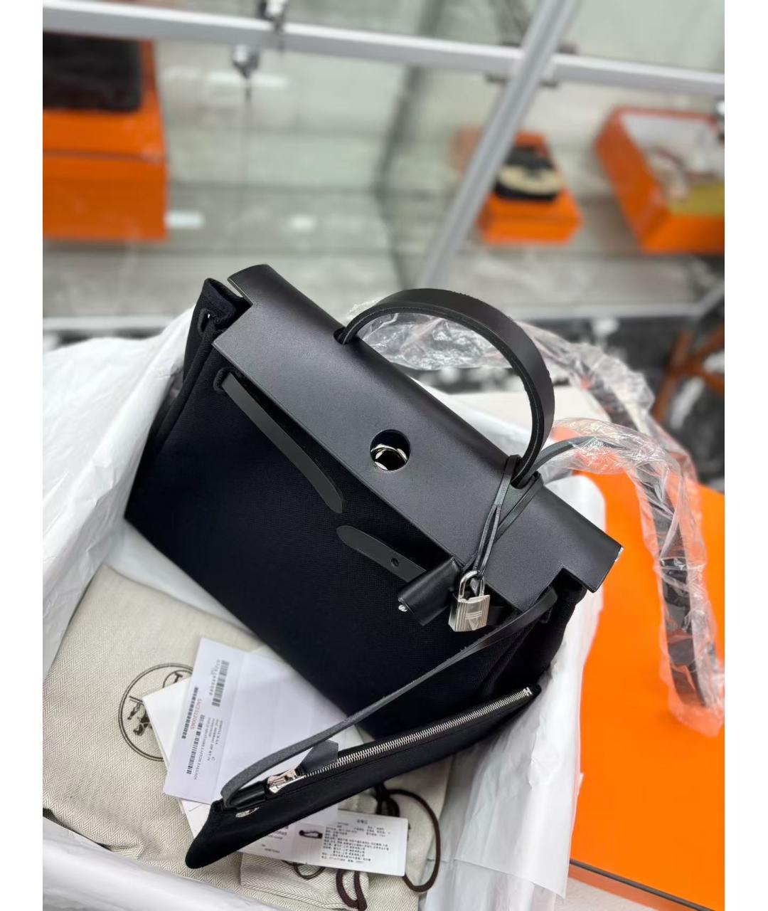HERMES Черная тканевая сумка через плечо, фото 5