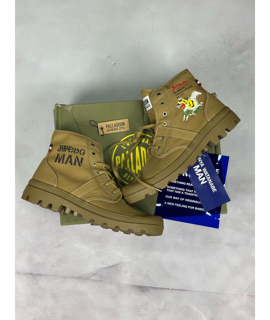 JUNYA WATANABE COMME DES GARÇONS Коричневые текстильные высокие ботинки, фото 9