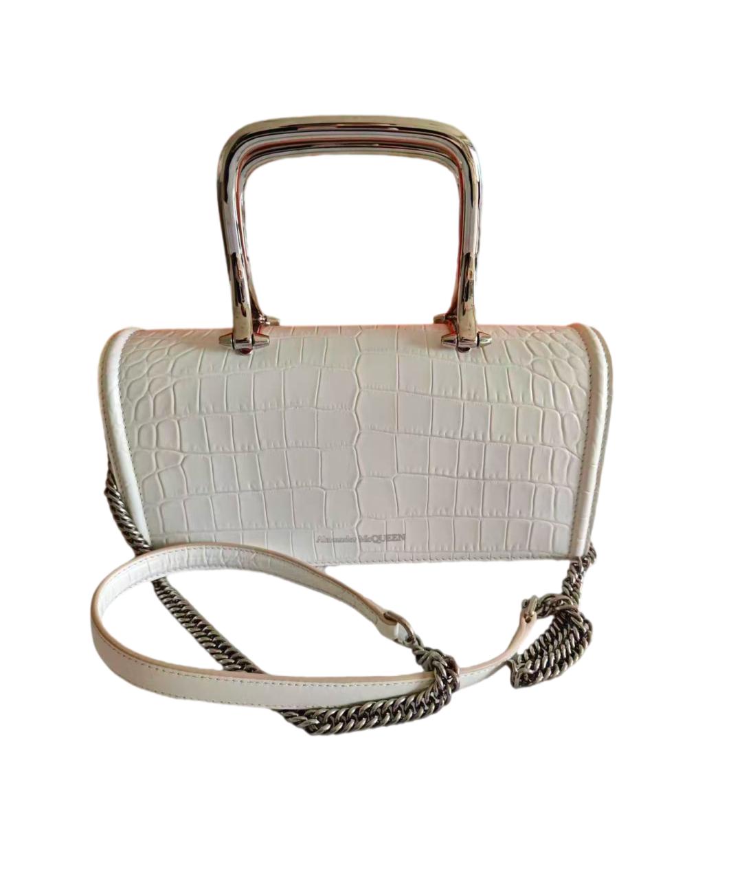 ALEXANDER MCQUEEN Белая кожаная сумка через плечо, фото 5