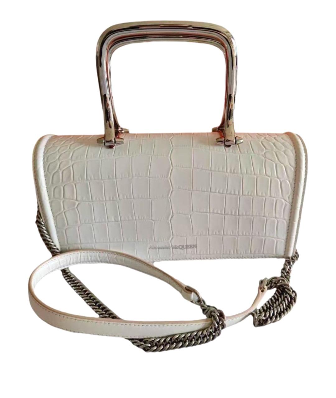 ALEXANDER MCQUEEN Белая кожаная сумка через плечо, фото 1