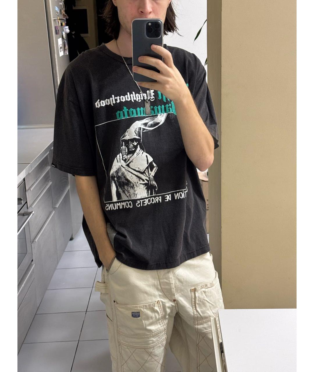 YOHJI YAMAMOTO Черная хлопковая футболка, фото 5