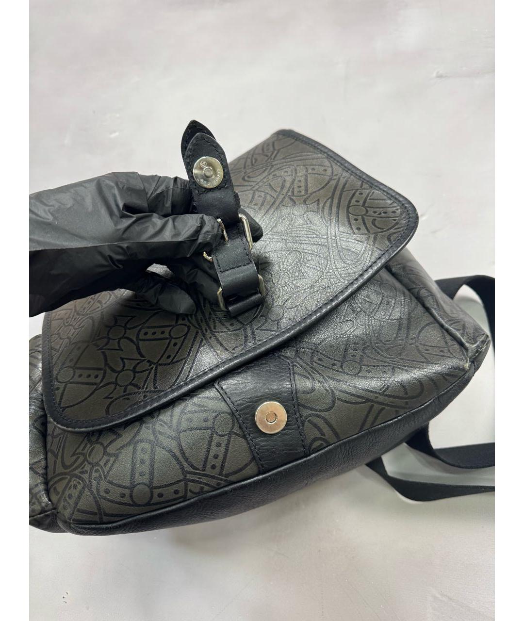 VIVIENNE WESTWOOD Антрацитовый кожаный рюкзак, фото 6