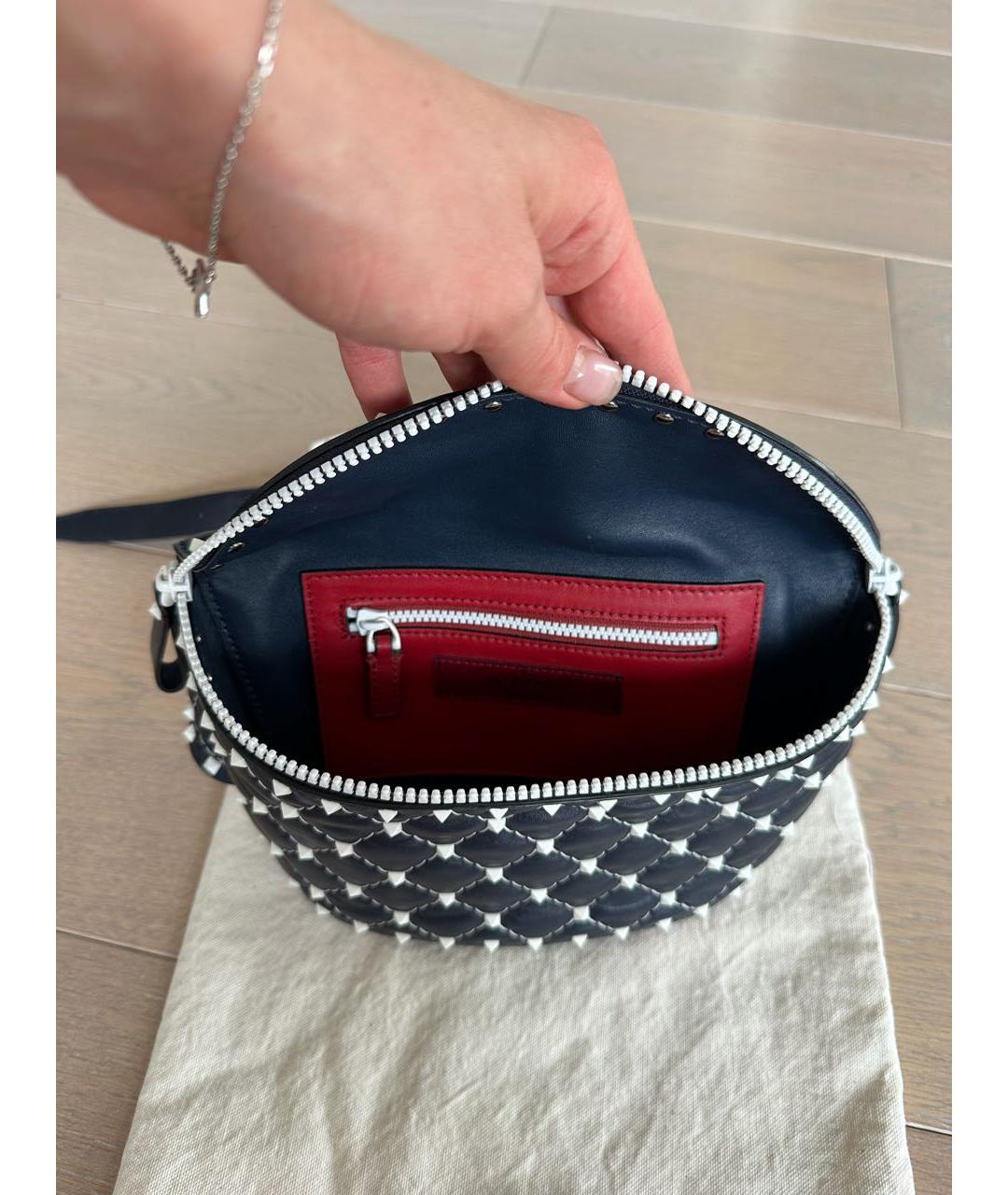 VALENTINO Темно-синяя кожаная поясная сумка, фото 4