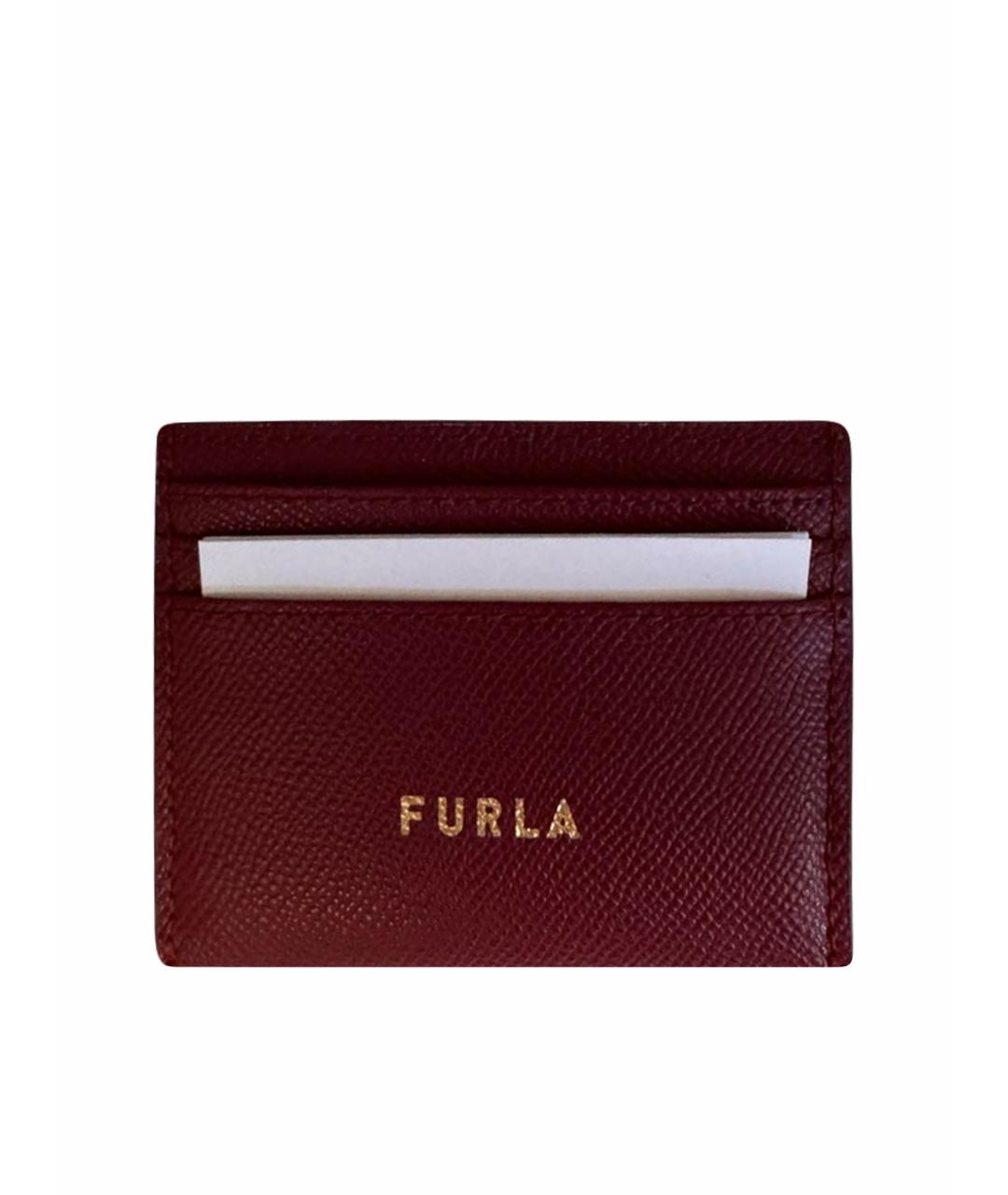 FURLA Бордовый кожаный кардхолдер, фото 1
