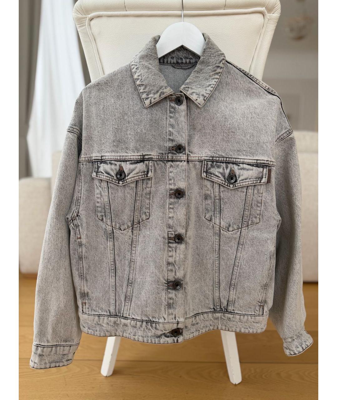 BRUNELLO CUCINELLI Серый деним жакет/пиджак, фото 3