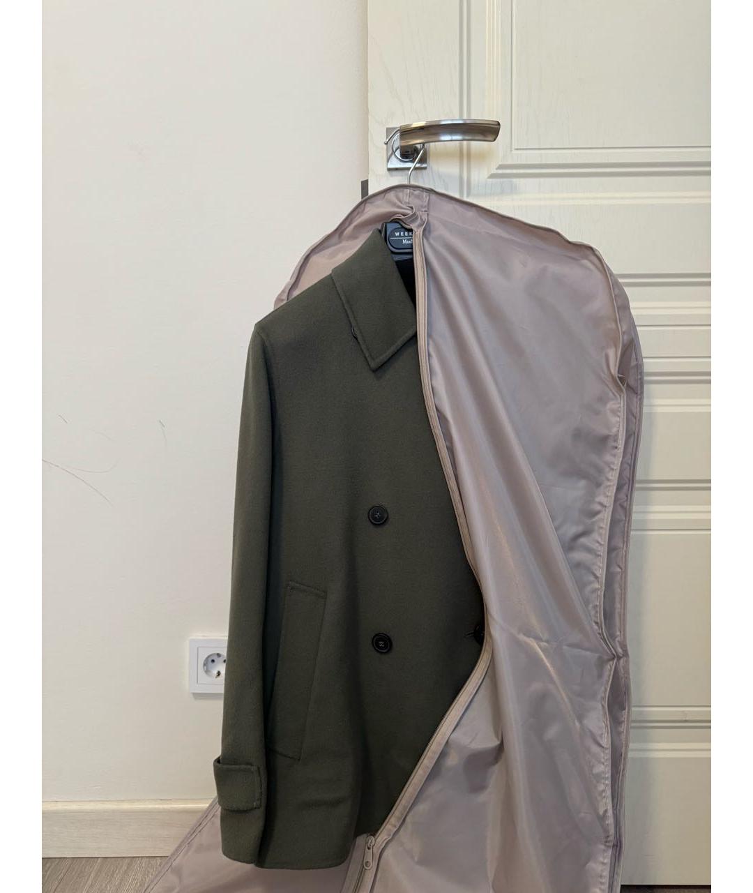 WEEKEND MAX MARA Хаки шерстяное пальто, фото 5