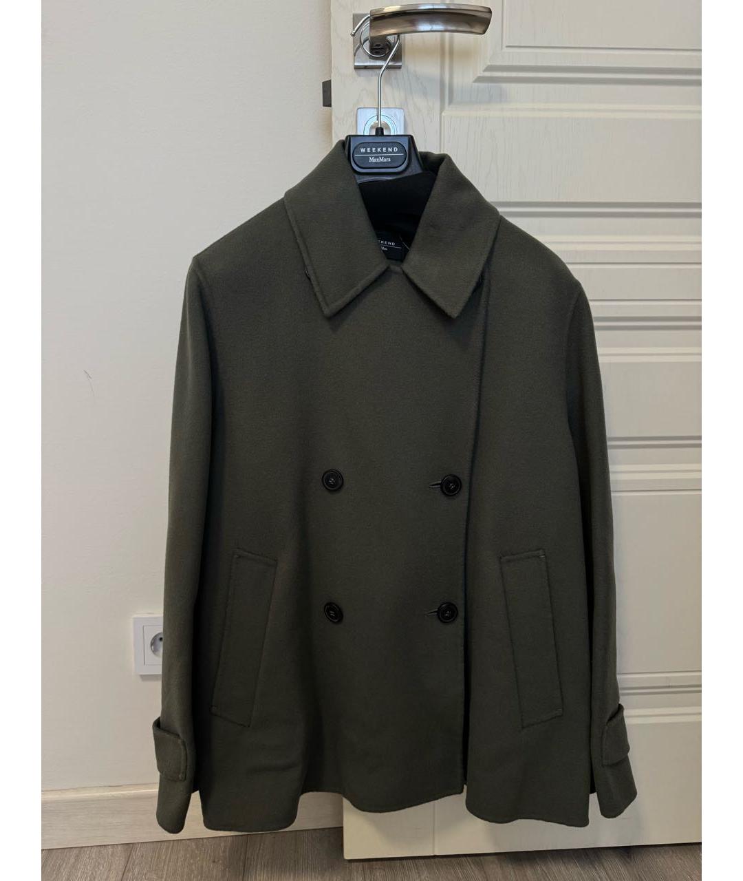 WEEKEND MAX MARA Хаки шерстяное пальто, фото 4