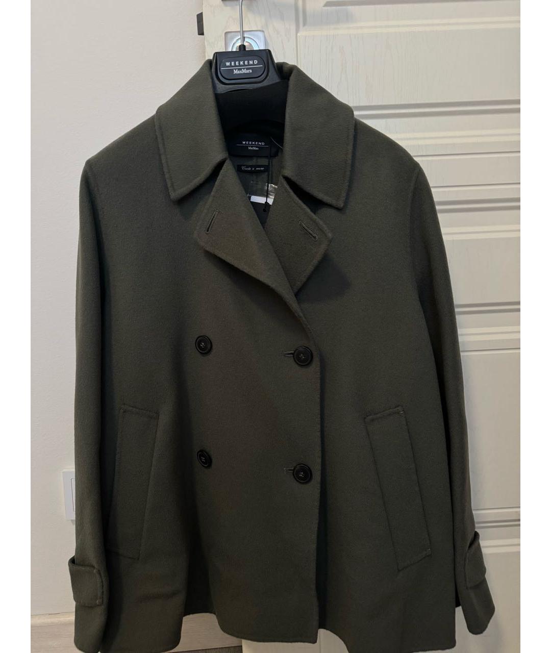 WEEKEND MAX MARA Хаки шерстяное пальто, фото 7