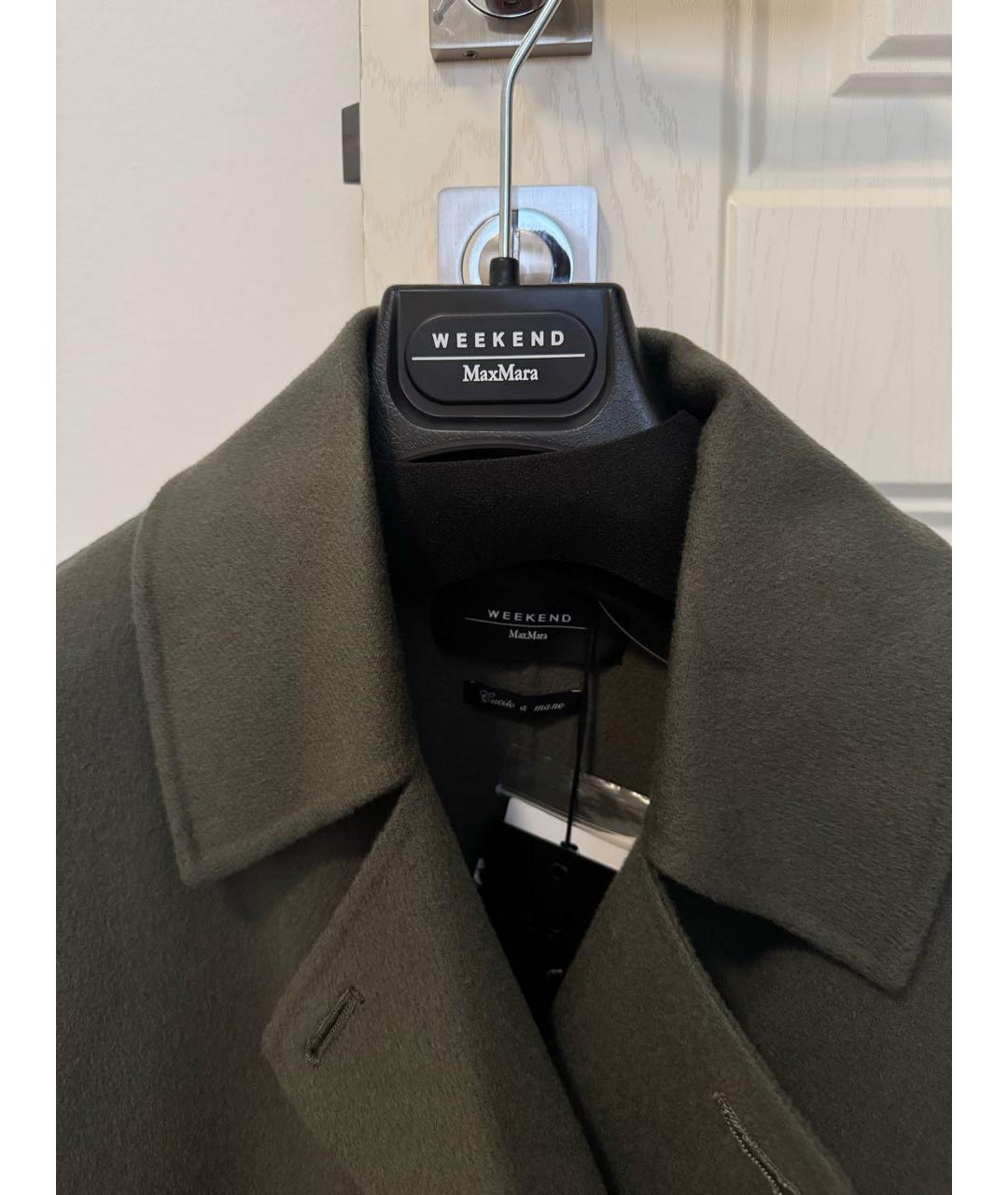 WEEKEND MAX MARA Хаки шерстяное пальто, фото 3