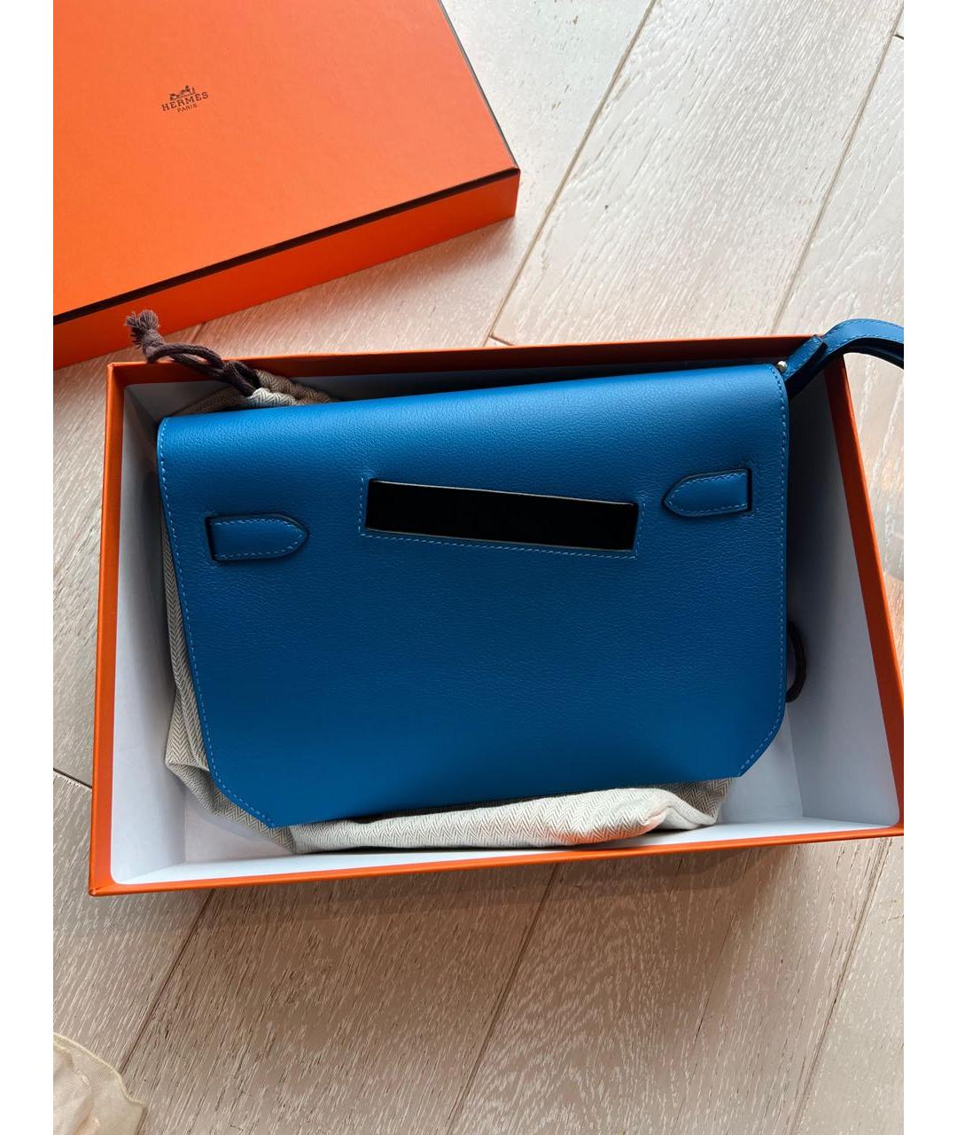 HERMES Синяя кожаная барсетка, фото 2