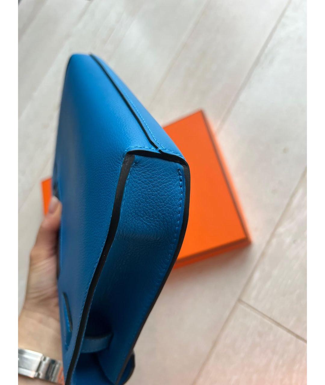 HERMES Синяя кожаная барсетка, фото 4