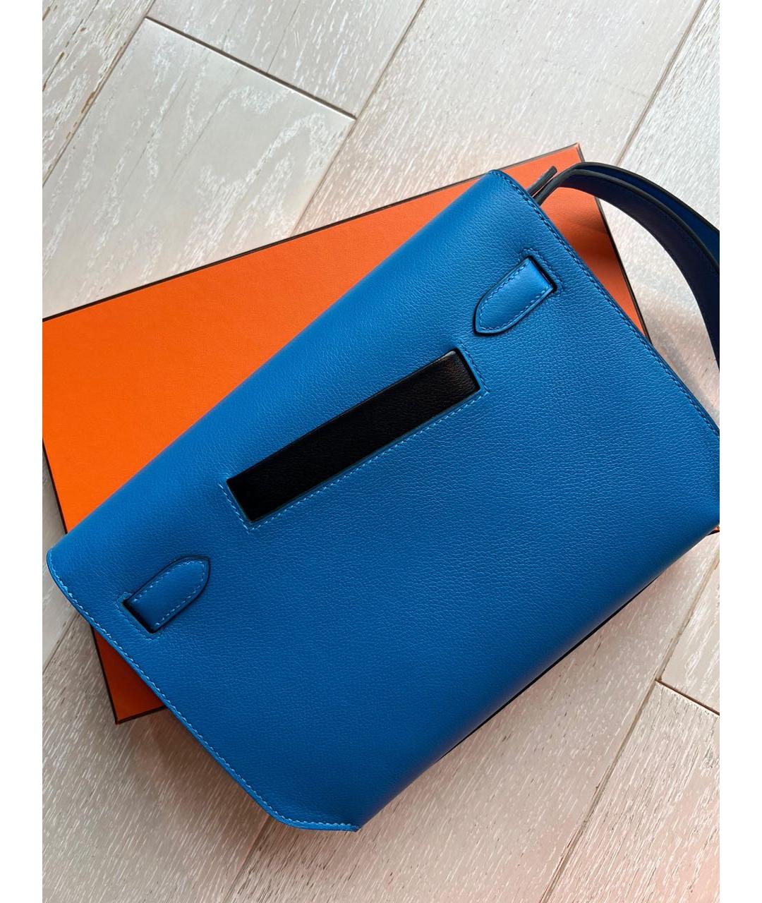 HERMES Синяя кожаная барсетка, фото 7