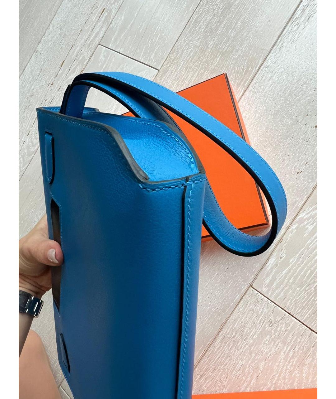 HERMES Синяя кожаная барсетка, фото 3