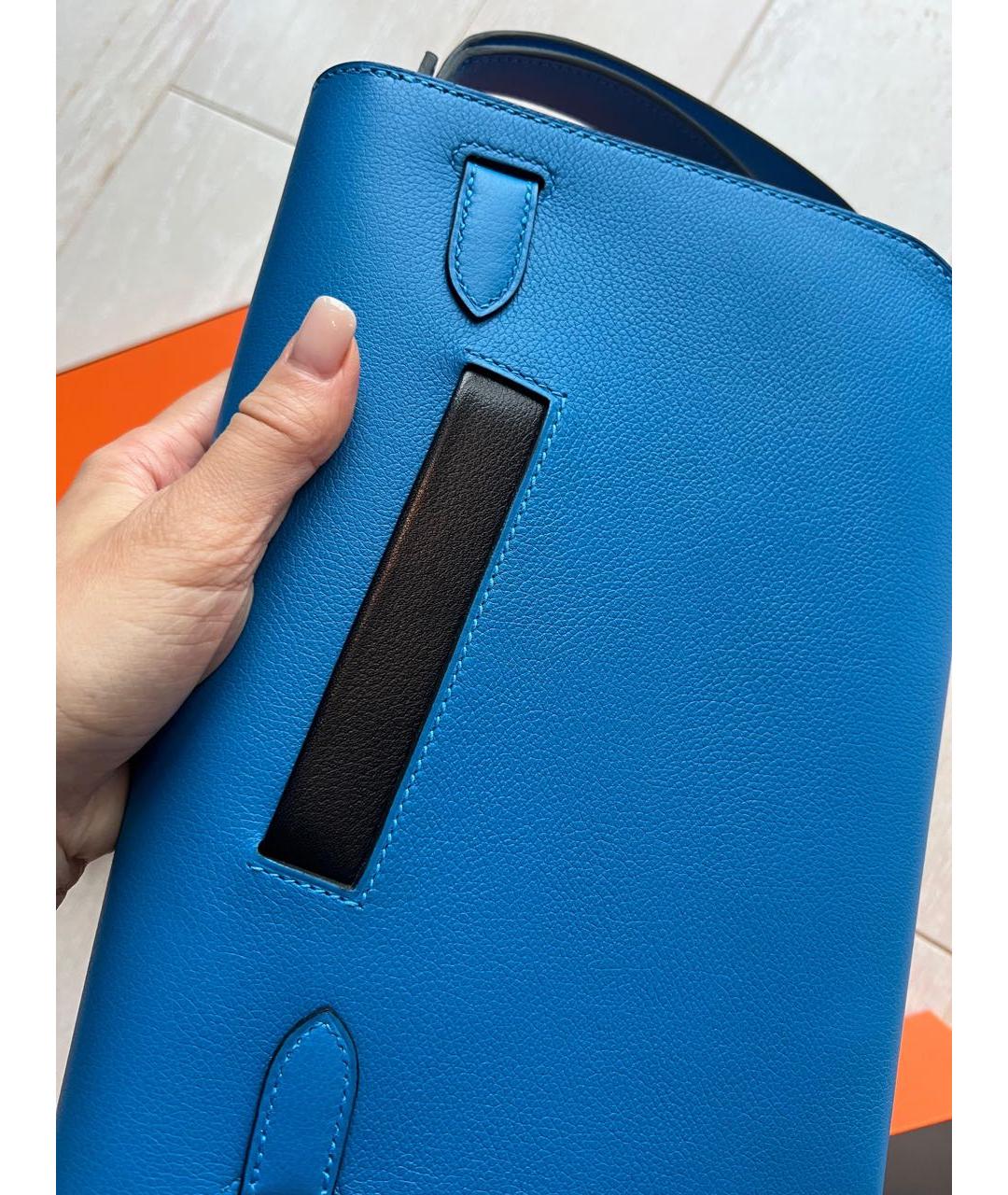 HERMES Синяя кожаная барсетка, фото 8