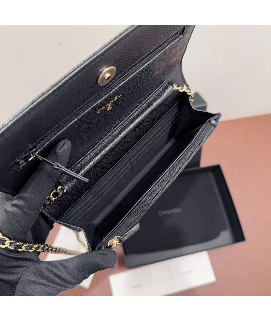 CHANEL Черная кожаная сумка через плечо, фото 6