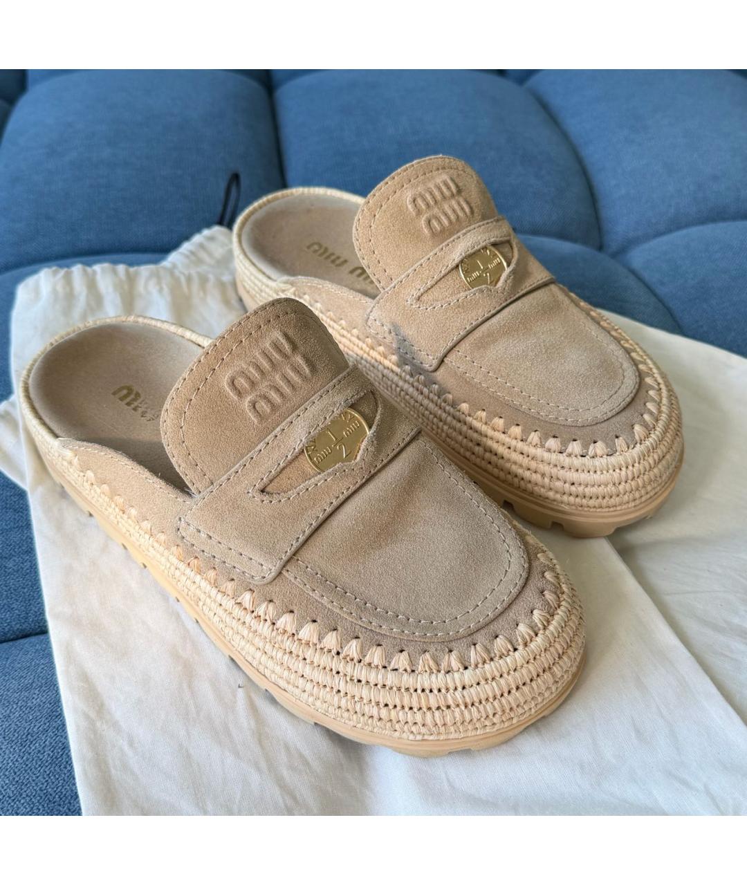 MIU MIU Бежевые замшевые эспадрильи, фото 2
