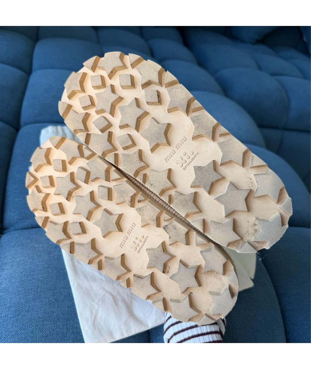 MIU MIU Бежевые замшевые эспадрильи, фото 6