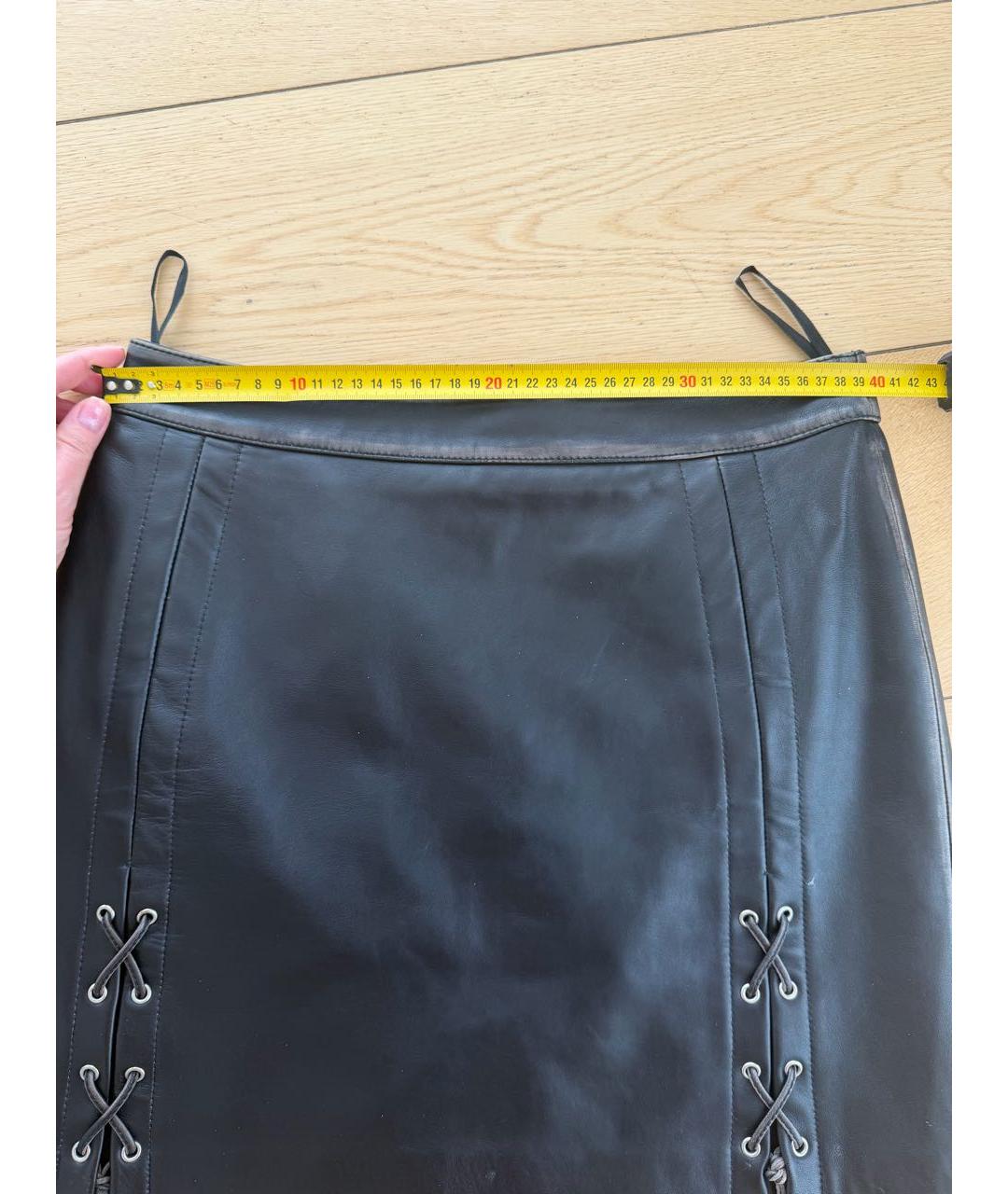 HUGO Коричневая кожаная юбка мини, фото 6