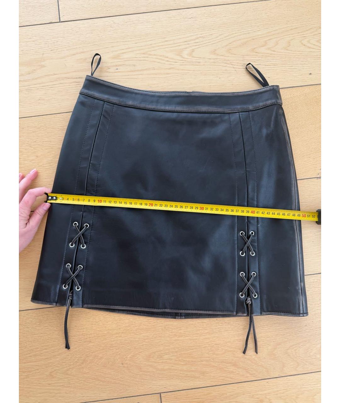 HUGO Коричневая кожаная юбка мини, фото 5